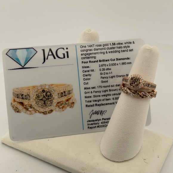 406424 14k Rose Gold Diamond Engagement Ring set 1.56 cttw. With appraisal - Picture 1 of 5
